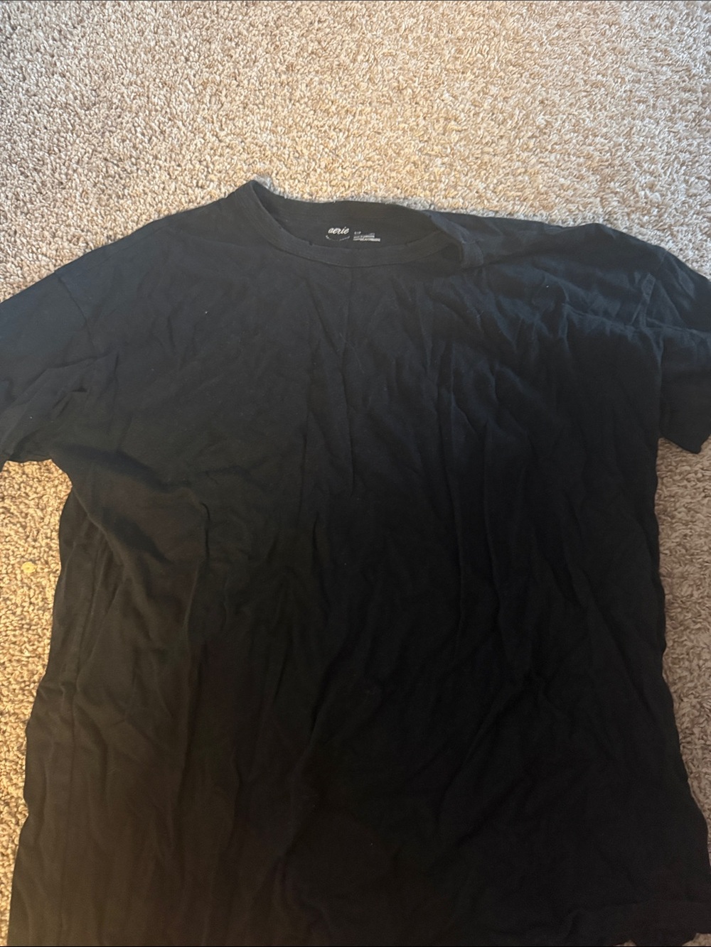 aerie Black Short Sleeve Crew Tee